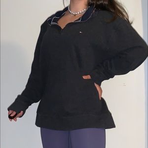 tommy hilfiger dark grey quarter zip sweater